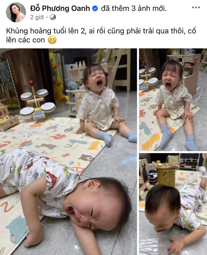 Phương Oanh chia sẻ cặp song sinh gặp khủng hoảng lên 2.&nbsp;