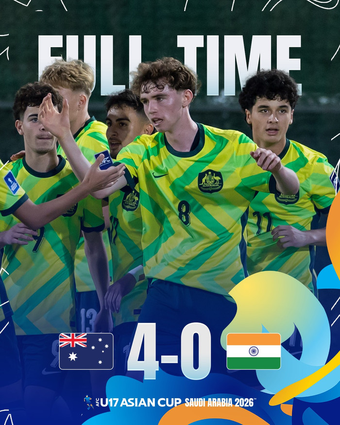 U17 Australia đã khởi đầu đầy ấn tượng tại vòng chung kết U17 châu Á 2026 khi dễ dàng đánh bại U17 Ấn Độ với tỷ số 4-0 ở lượt trận mở màn bảng D. Ảnh: AFC