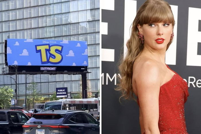 Chi tiết hai chữ cái TS cùng 13 đám mây trên các bảng quảng cáo khiến cộng đồng Swifties dấy lên hàng loạt giả thuyết về sự xuất hiện của Taylor Swift trong phim.