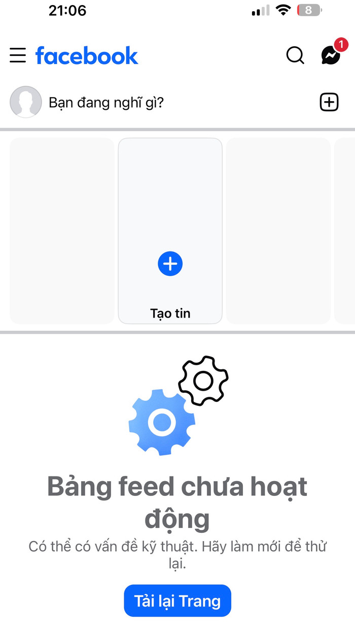 Tối 12/6, nhiều người dùng tại Việt Nam bất ngờ gặp sự cố khi truy cập Facebook và Messenger, tính đến 21h10. Ảnh chụp màn hình