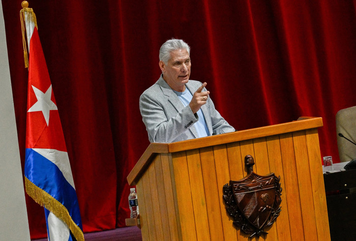 Chủ tịch Cuba Miguel Diaz-Canel phát biểu tại một sự kiện ở Havana vào ngày 20.3 (Ảnh: AFP)&nbsp;
