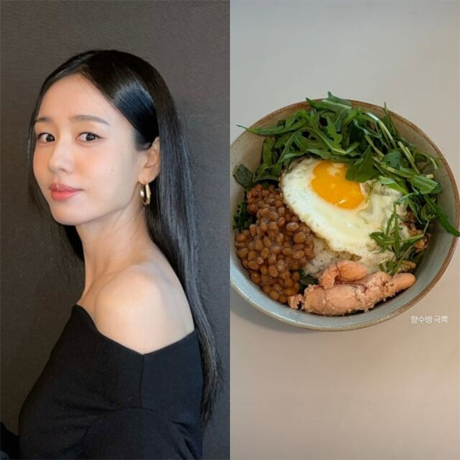 Ahn Eun Jin chia sẻ bữa ăn đơn giản lên mạng xã hội.