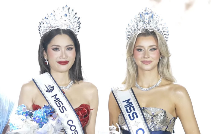 Nam Anh cùng đương kim Miss Cosmo.&nbsp;