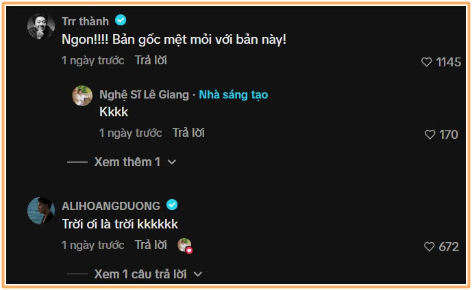 Trấn Thành và Ali Hoàng Dương thích thú trước bản cover của nghệ sĩ Lê Giang.