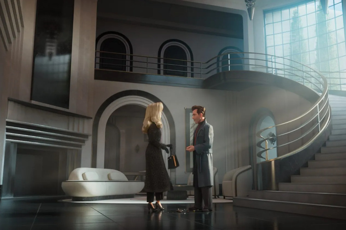 Venus Nova (Scarlett Johansson) và Raymond Gunn (Sam Rockwell) trong phim Ray Gunn của Brad Bird. Ảnh: Skydance Animation
