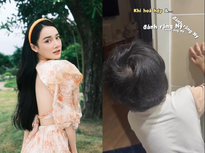 Bà xã Trường Giang đăng tải khoảnh khắc dạy con trai 3 tuổi.