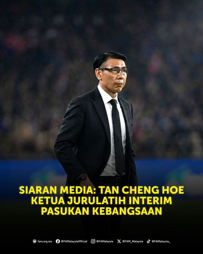 Liên đoàn Bóng đá Malaysia (FAM) chính thức công bố bổ nhiệm ông Tan Cheng Hoe làm HLV trưởng tạm quyền đội tuyển Malaysia, thay thế ông Peter Cklamovski. Ảnh: FAM