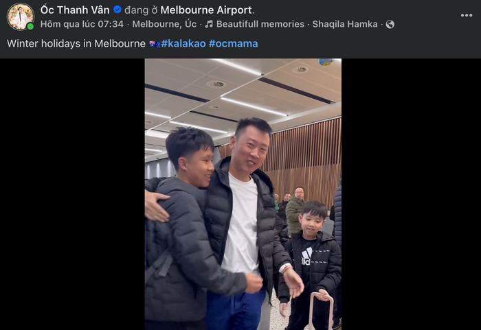 Gia đình Ốc Thanh Vân đoàn tụ tại Melbourne trong kỳ nghỉ đông sau thời gian bận rộn với công việc và học tập. Ảnh: FBNV