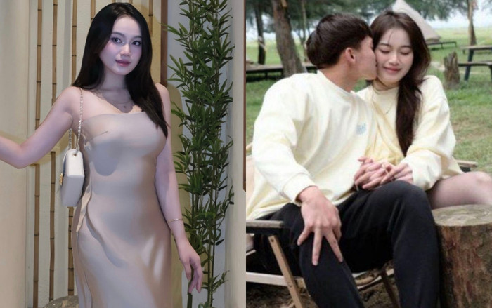 Cô giáo Nguyễn Linh - bà xã cầu thủ Hồ Văn Cường.