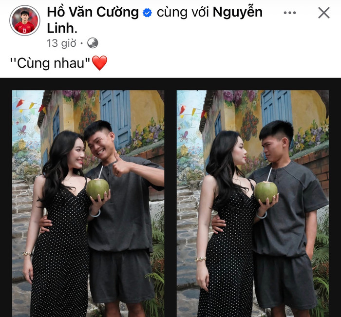 Chỉ với hai chữ “Cùng nhau” kèm biểu tượng trái tim, Hồ Văn Cường đã khiến mạng xã hội bùng nổ. Ảnh: FBNV