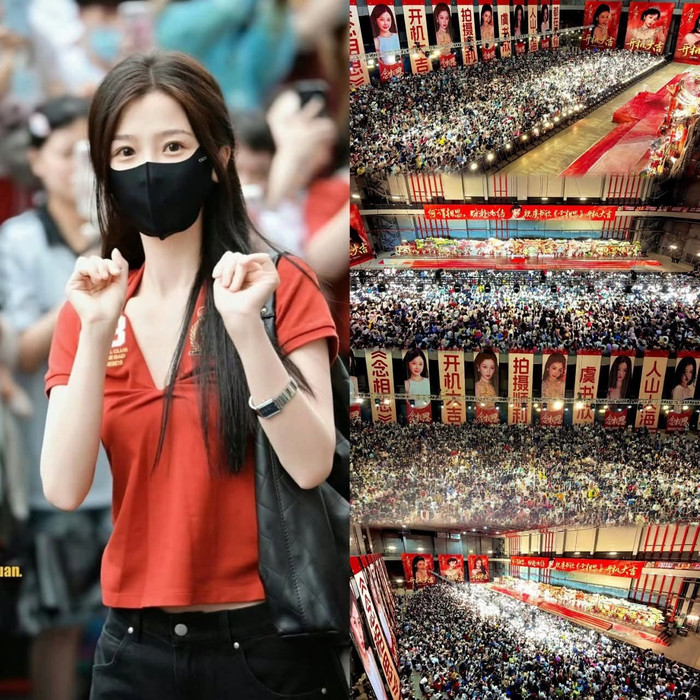 Ngu Thư Hân nhận được sự ủng hộ hoành tráng từ người hâm mộ tại lễ khai máy Niệm Tương Tư với tường hoa, poster và nhiều hoạt động tiếp ứng quy mô lớn. Ảnh: Sohu