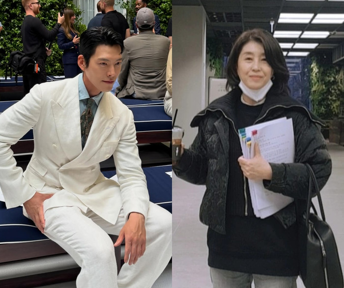 Kim Woo Bin và 'tiền bối' Kim Mi Kyung có mối quan hệ đồng nghiệp thân thiết hơn 10 năm qua.