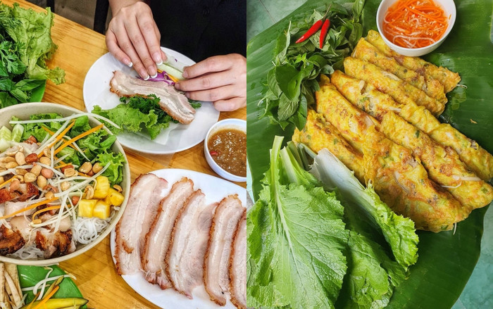 Bánh tráng cuốn thịt heo và bánh xèo miền Tây.