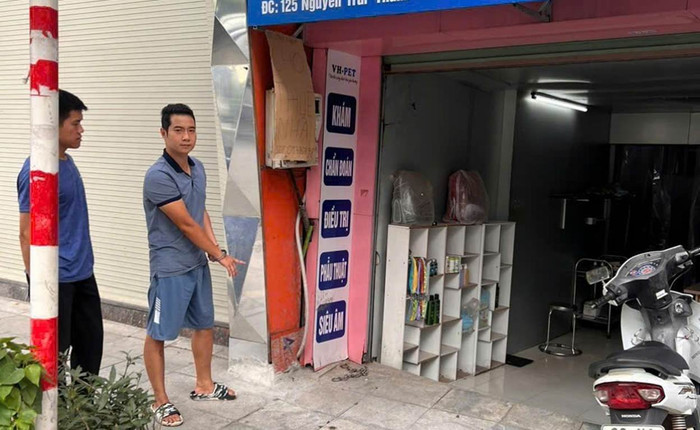 Đối tượng Đoàn Mạnh Hùng tại hiện trường. Ảnh: Công an TP Hà Nội