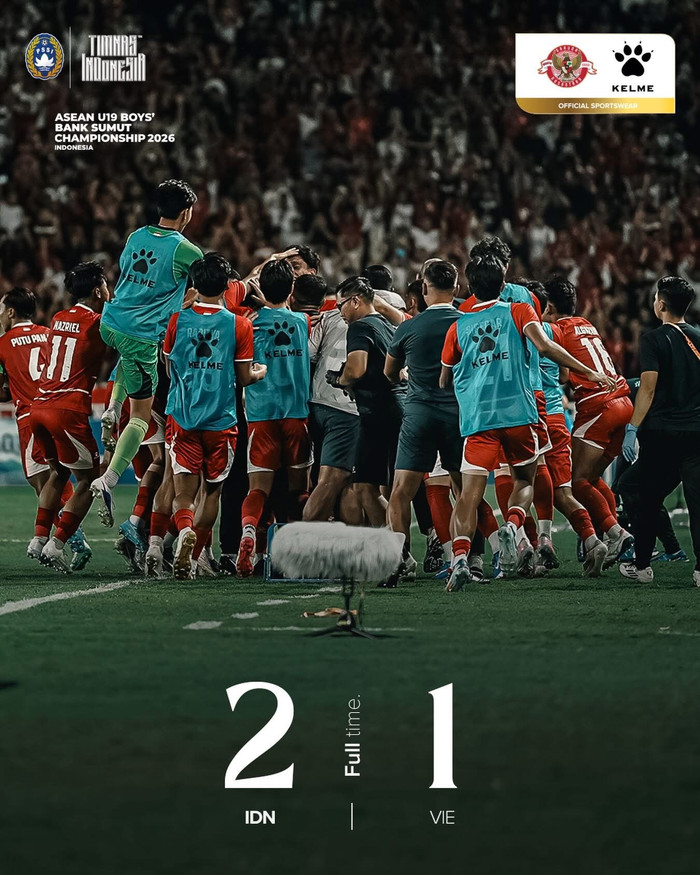 U19 Việt Nam đã để thua đầy tiếc nuối trước U19 Indonesia với tỷ số 1-2 ở trận đấu quyết định ngôi đầu bảng A giải U19 Đông Nam Á 2026. Ảnh: PSSI