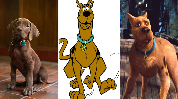 Scooby-Doo xuất hiện dưới hình hài một chú cún Great Dane con, khác biệt hoàn toàn so với hình tượng quen thuộc nhiều thập kỷ qua.