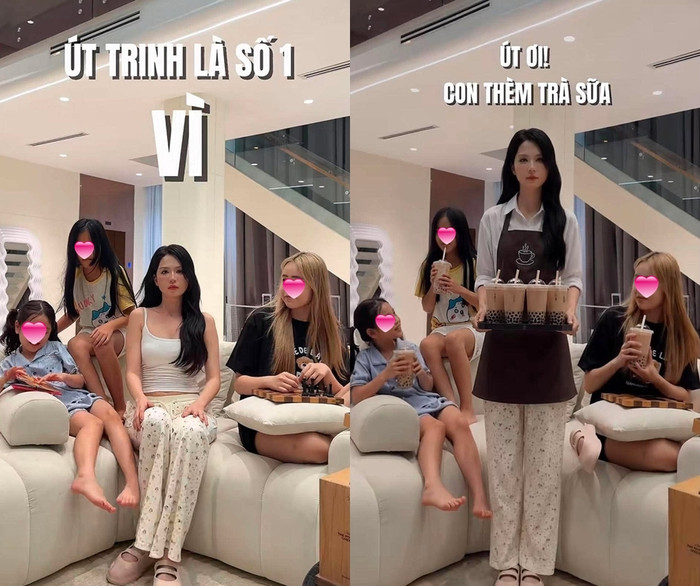 Ngọc Trinh rất cưng chiều các cháu trong nhà.