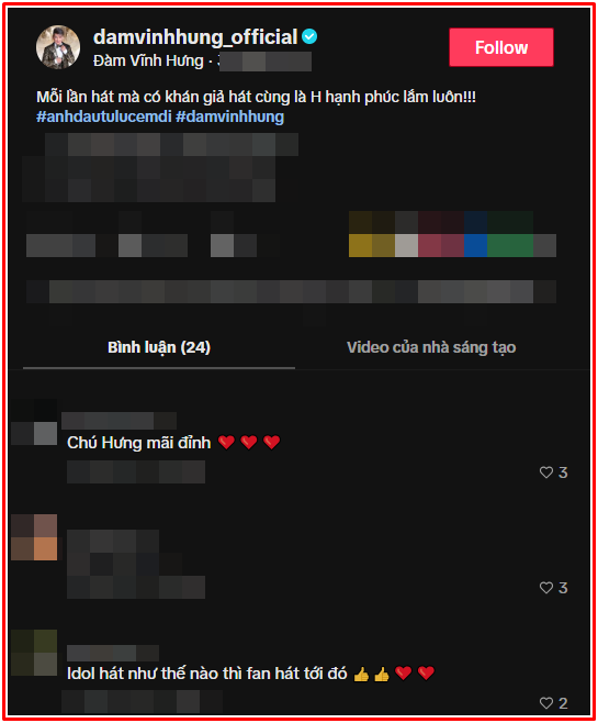 Ảnh chụp màn hình từ TikTok damvinhhung_official