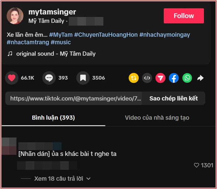 Đoạn clip của Mỹ Tâm thu hút tương tác mạnh mẽ trên mạng xã hội (Ảnh chụp màn hình từ TikTok Mỹ Tâm Daily)&nbsp;