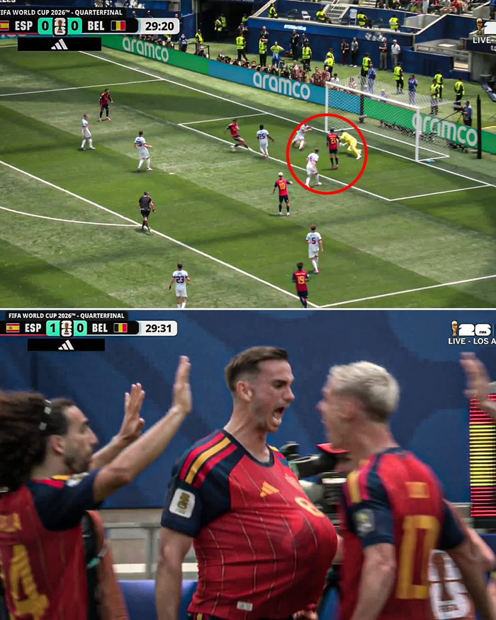 Sai lầm cuối trận khiến Bỉ thua Tây Ban Nha. Ảnh: FIFA