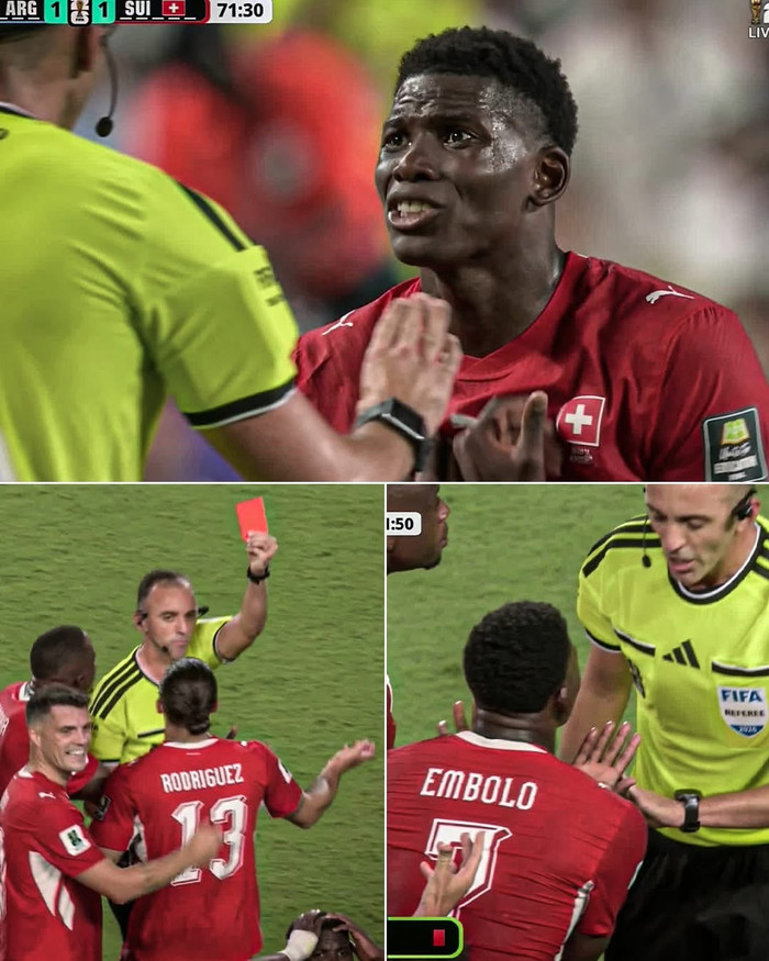 Chiếc thẻ đỏ của Breel Embolo sau khi VAR vào cuộc trở thành một trong những tình huống được bàn luận nhiều nhất tại World Cup 2026. Ảnh: ESPN