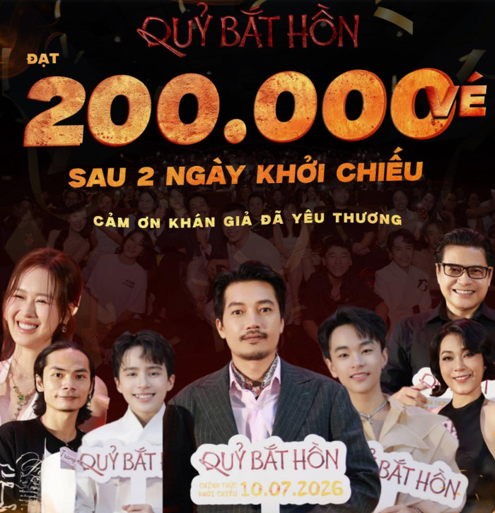 Ê-kíp Quỷ Bắt Hồn thông báo bộ phim đã bán được hơn 200.000 vé sau 2 ngày chính thức khởi chiếu. Ảnh: NSX