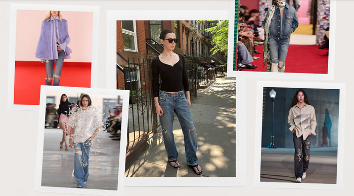Quần jeans rách đang được nhiều thương hiệu lớn và ngôi sao tích cực lăng xê. Ảnh: Harpers Bazaar
