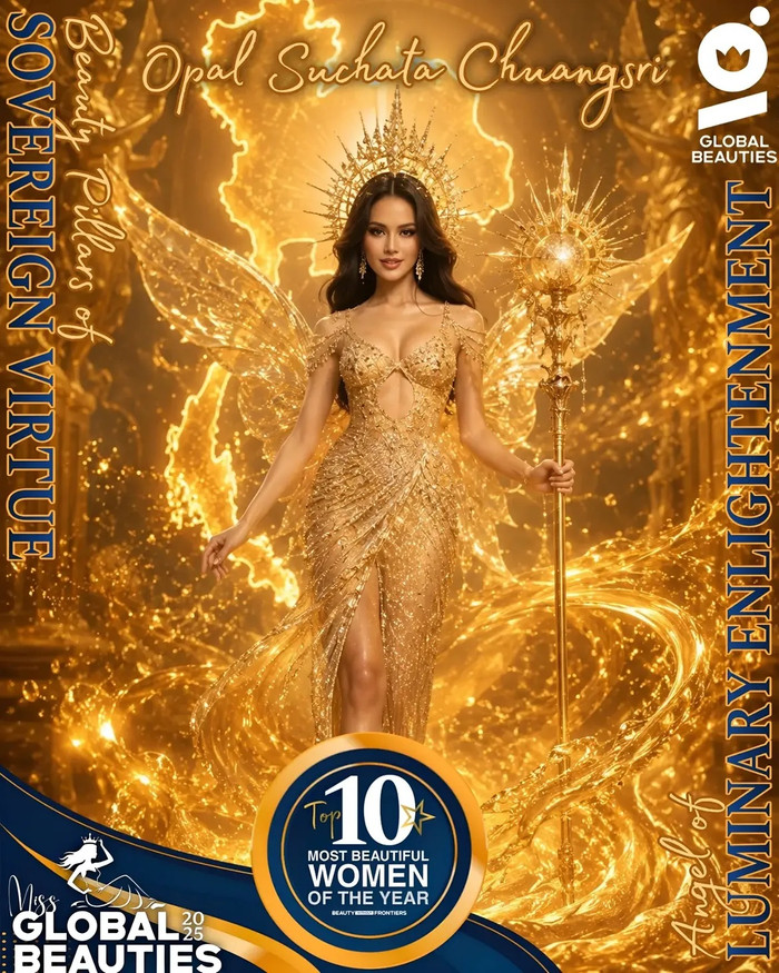 Opal Suchata góp mặt trong Top 10 Hoa hậu đẹp nhất thế giới do chuyên trang sắc đẹp Global Beauties công bố. (Ảnh từ IG Global Beauties)