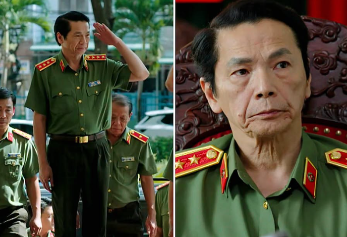 NSND Trung Anh trở lại màn ảnh với vai Thượng tướng, Thứ trưởng Bộ Công an Lê Sơn trong Trời cao nguyên xanh. Ảnh: VTV.