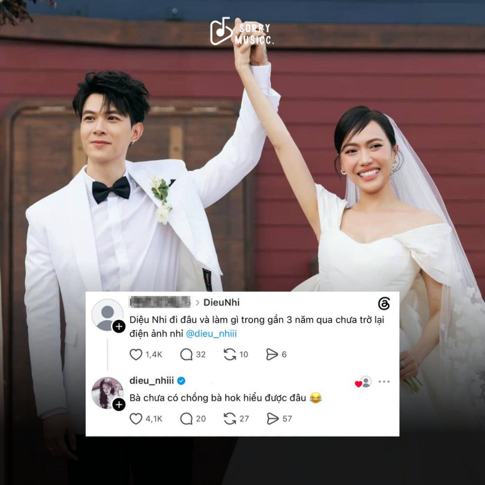 Câu trả lời hài hước của Diệu Nhi trên Threads nhanh chóng thu hút sự chú ý và khơi lại câu chuyện cô vắng bóng trên màn ảnh rộng. Ảnh: Sorry Music.