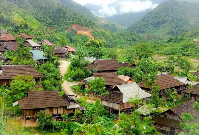 Làng Thái cổ Mường Đán ở Quế Phong. Ảnh: Hà Huy/báo Sức khỏe & Đời sống&nbsp;