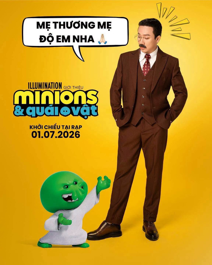 Trấn Thành trở lại với vai trò diễn viên lồng tiếng sau 13 năm trong bom tấn hoạt hình Minions & Quái Vật. Ảnh: FBNV.