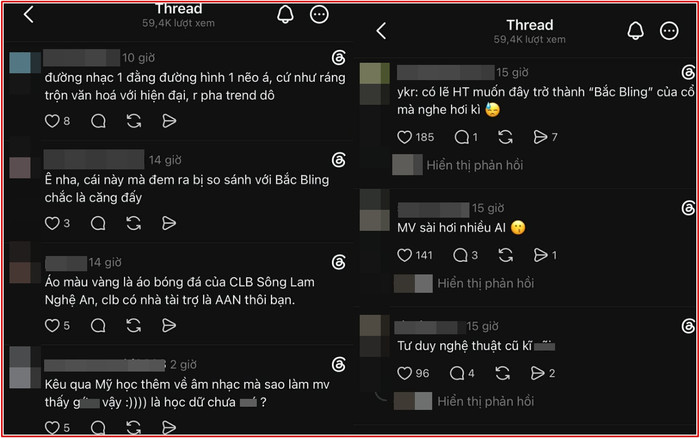 MV Gái Nghệ của ca sĩ Hương Tràm gây ra cuộc tranh luận sôi nổi trên Threads (Ảnh chụp màn hình).