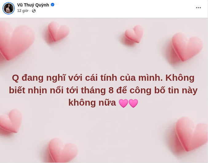 Bài đăng mới nhất trên trang cá nhân của Á Hậu Vũ Thúy Quỳnh. Ảnh: FBNV