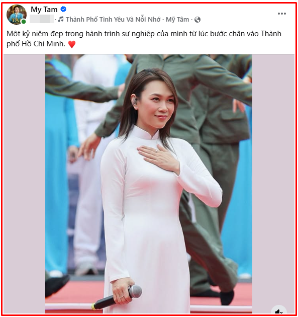 Ảnh chụp màn hình Fanpage Mỹ Tâm&nbsp;