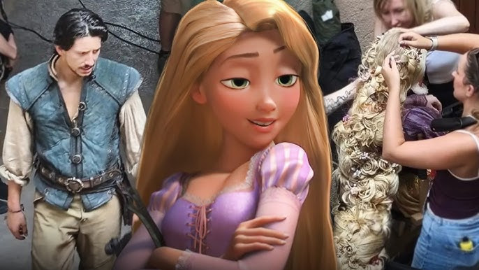 Những hình ảnh đầu tiên từ trường quay Tangled phiên bản live action đã hé lộ tạo hình của Rapunzel và Flynn Rider. Ảnh: X.