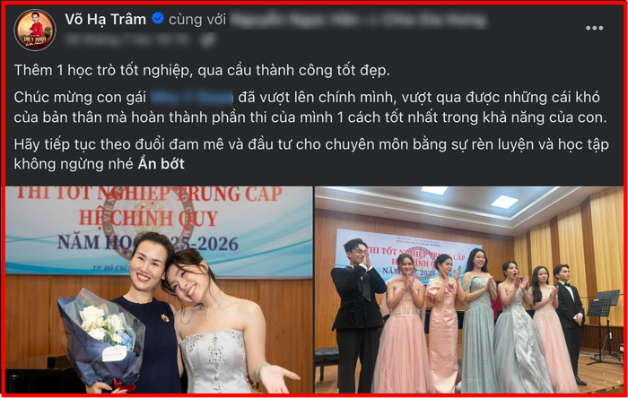 Võ Hạ Trâm hạnh phúc khi các học trò của mình tốt nghiệp.