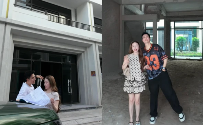 Quỳnh Nga và Việt Anh đang cùng nhau hoàn thiện căn biệt thự mới, mở đầu cho kế hoạch xây dựng tổ ấm chung. Ảnh: FBNV.