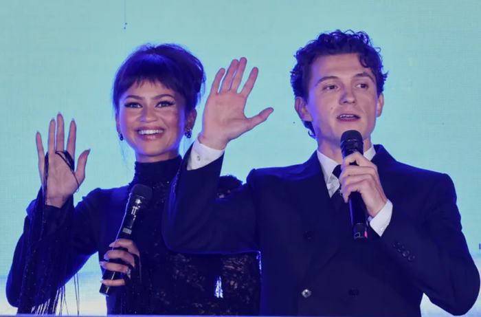 Zendaya và Tom Holland trên thảm đỏ sự kiện ra mắt phim Spider-Man: Brand New Day tại công viên Aztlan, Mexico. Ảnh: Getty Images