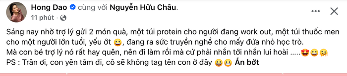 Hồng Đào lần đầu công khai nhắc về Hữu Châu trên mạng xã hội sau những tin đồn về mối quan hệ giữa cả hai.