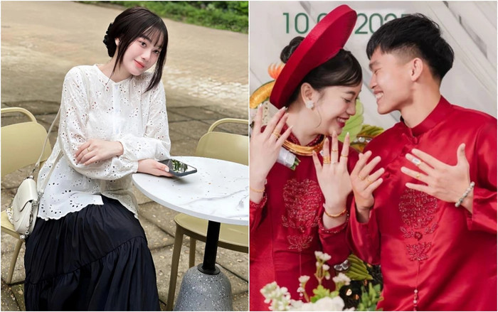 Cô giáo Nguyễn Linh - bà xã cầu thủ Hồ Văn Cường.