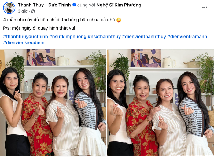 Thanh Thuý vui vẻ chia sẻ khoảnh khắc đời thường. Ảnh: Chụp màn hình FBNV