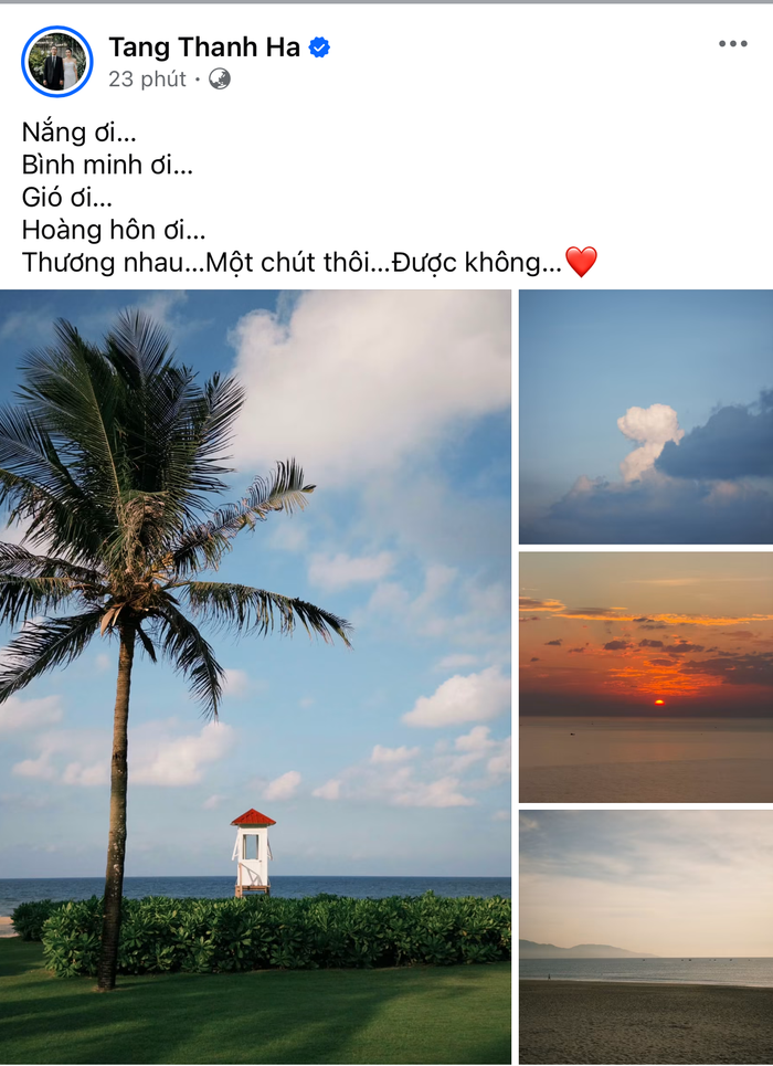 Bài đăng mới nhất của Tăng Thanh Hà. Ảnh: Chụp màn hình FBNV