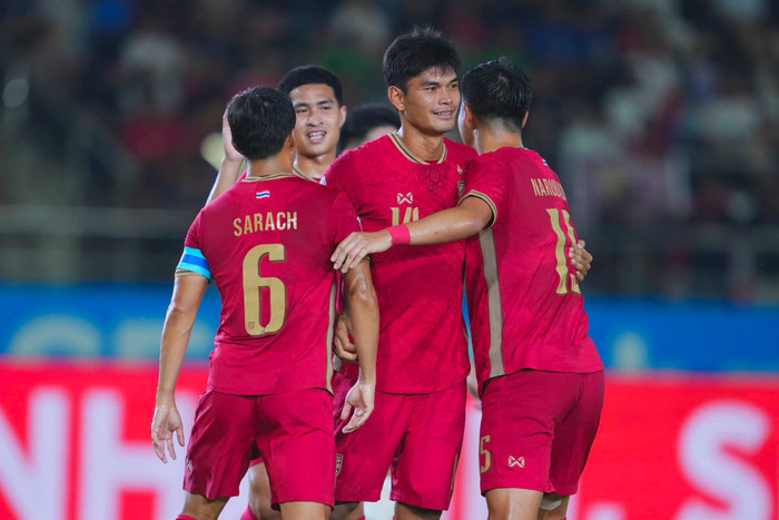 Đội tuyển Thái Lan có màn ra quân đầy ấn tượng tại AFF Cup 2026 khi dễ dàng đánh bại chủ nhà Lào với tỷ số 5-0. Ảnh: FAT