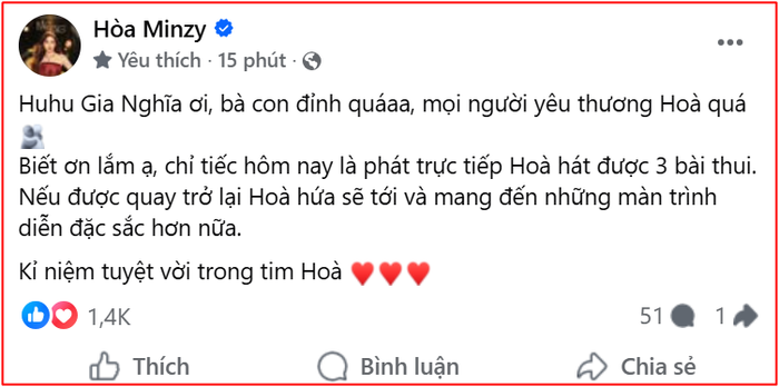 Tiếc nuối của ca sĩ Hòa Minzy Ảnh 1