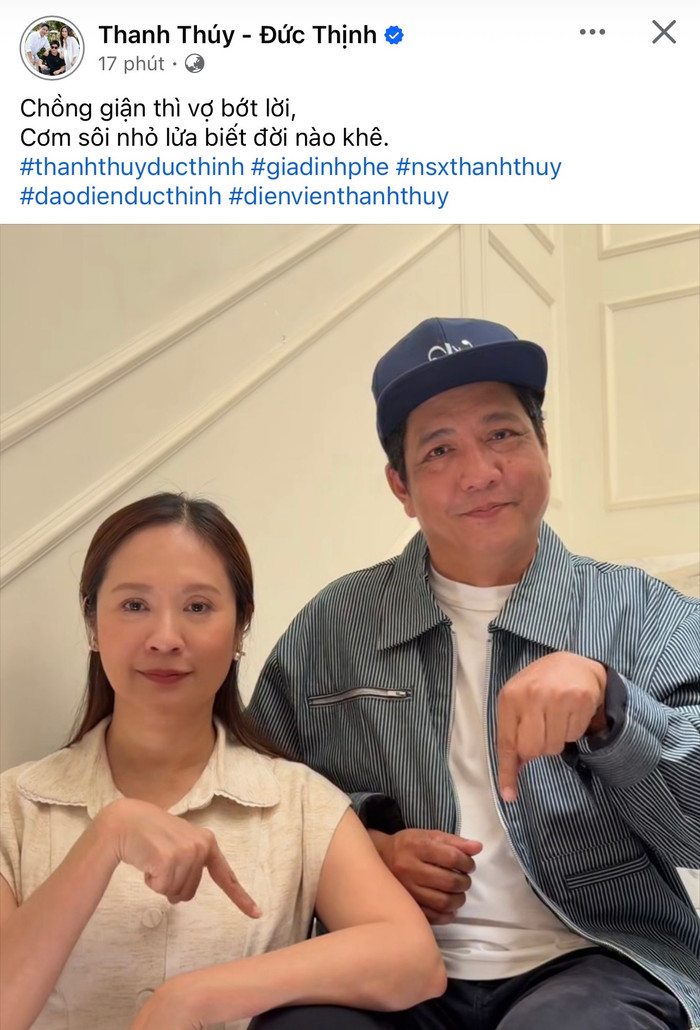 Vợ chồng Thanh Thuý - Đức Thịnh hạnh phúc quay video cùng nhau. Ảnh: FBNV