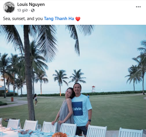 Louis Nguyễn chia sẻ hình ảnh lãng mạn bên Tăng Thanh Hà trong chuyến nghỉ dưỡng. Ảnh: Chụp màn hình.