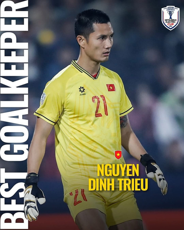 Thủ môn Đình Triệu từng giành danh hiệu thủ môn hay nhất AFF Cup 2024. Ảnh: ASEAN United FC