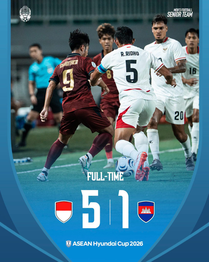 Indonesia đã phô diễn sức mạnh trước Campuchia, sẵn sàng thách thức tuyển Việt Nam tại AFF Cup 2026. Ảnh: FFC