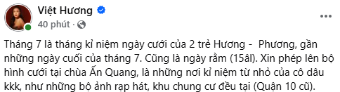 Dòng chia sẻ mộc mạc của Việt Hương nhận được nhiều sự đồng cảm từ người hâm mộ. Ảnh: Chụp màn hình.